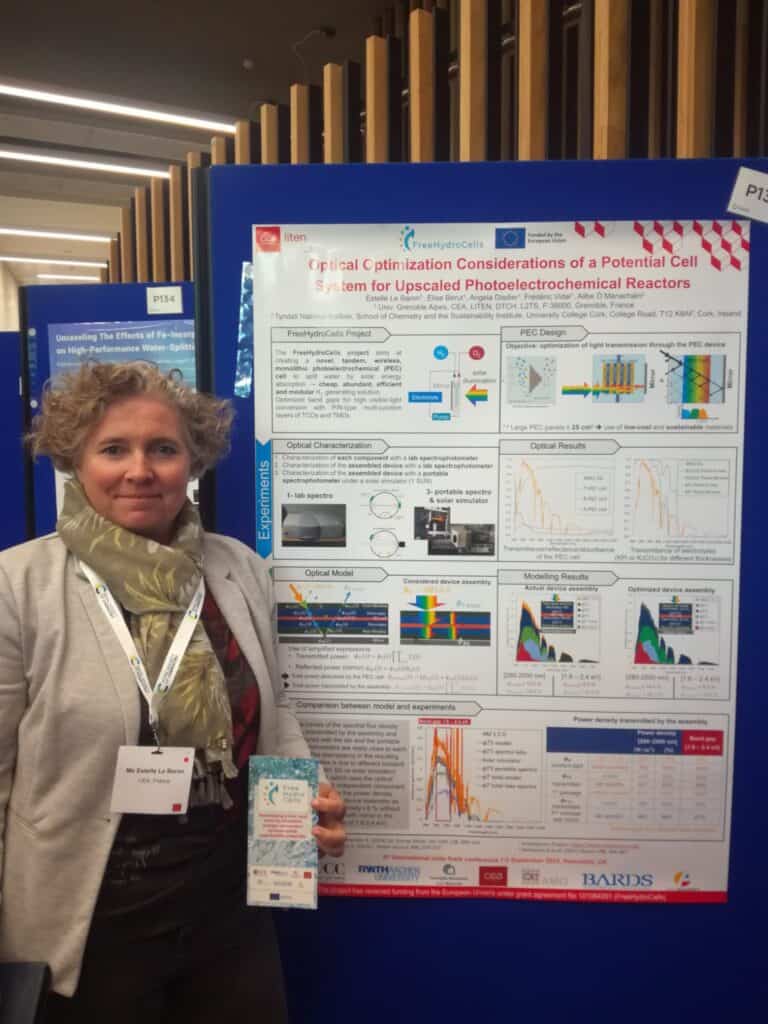 Estelle Le BAron in front of her poster at the ISF5